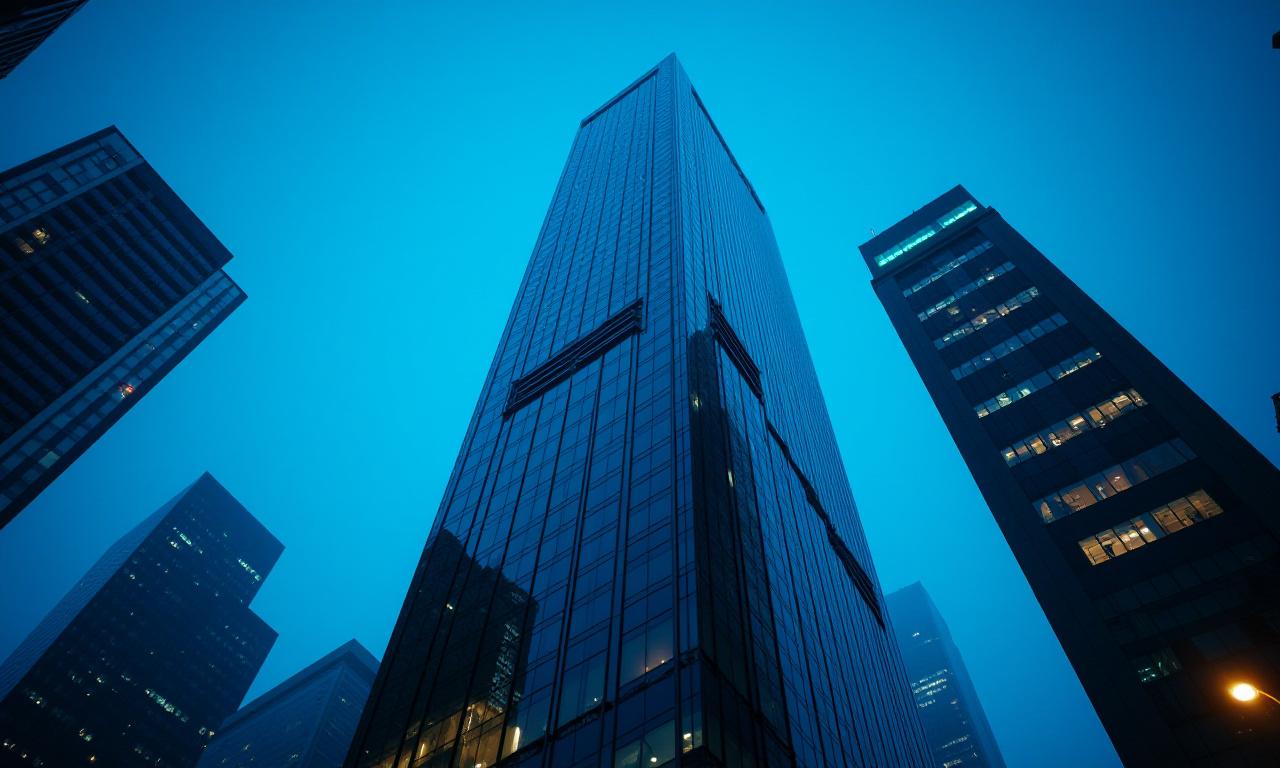 Modern financial DISTRICT architecture with a focus on geometric structures